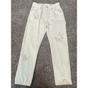 Levis 501 Jeans Size 26 x 28 Button Fly Butterflies Multicolor 5-Pocket Straight